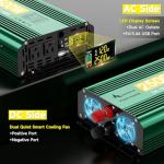 2500 Watt Inverter 12V to 110V/120V, 5000W Peak Truck Power Inverter Modified Sine Wave AC to DC Converter with Remote LED Didplay 5V 3.4A USB Port 2 AC Outlets for Vehicles Car RV