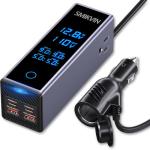 300W Car Power Inverter - 12V to 110V AC Converter with 2 AC Outlets & 4 USB Ports (2 PD 36W + 2 QC3.0 30W), Voltage Display, Cooling Fan for Laptop/CPAP/Travel