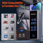 300W Car Power Inverter - 12V to 110V AC Converter with 2 AC Outlets & 4 USB Ports (2 PD 36W + 2 QC3.0 30W), Voltage Display, Cooling Fan for Laptop/CPAP/Travel