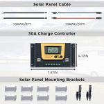 JJN 200 Watt Solar Panel Kit 12V Solar Panels with 30A PWM 12V/24V Charge Controller 2 Pair 10BB Solar Panel Cables Connectors Brackets for RV Boats Marine Home Off-Grid System [New Version]