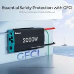 Renogy Inverter P2 2000W Pure Sine Wave Inverter 12V DC to 110V AC Converter, Off-Grid Solar Power Inverters for Vehicles, Truck, RV, Home, with Built-in 5V/2.1A USB / Hardwire Port, Remote Controller