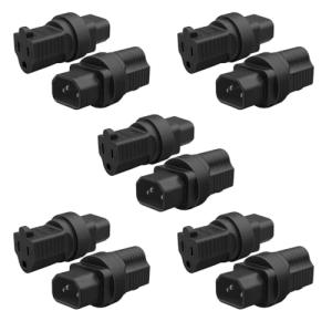Strhowill (10Packs C14 to NEMA 5-15R AC Power Adapter,PDU Cabinet/UPS Server Plug 3 pin C14 Male to American Standard Female 3 Hole Power Adapter Socket