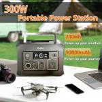 Portable Power Station 300W(Peak 500W), 288Wh (90,000mAh) Solar Generator with 110V Pure Sine Wave AC Outlet, lifepo4 Battery Portable Power Bank for Outdoor Camping, Traveling, and Emergencies