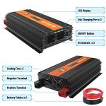 3000 Watt Power Inverter 12V to 110V, Modified Sine Wave DC to AC Car/Outdoor Converter, Dual 110V AC Outlets, 3 USB Port, LED Display for Solar, Camping, RV, Truck, Boat, Laptop and Emergencies