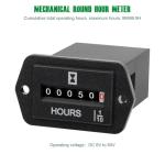 Yooreal DC 6-80V Mechanical Hour Meter Gauge,No Battery Hourmeter,Waterproof for Diesel Engine Tractor Generator Inverter Boat RV Zero Lawn Mower Snow Blower (DC 6-80V)