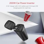 BESTEK 200W Car Power Inverter, Car Plug Adapter Outlet Converter with 2 AC Outlets, Dual 4.5A USB Charging Ports, Cup Holder Car Inverter with Cigarette Lighter Socket for Laptop, Computer
