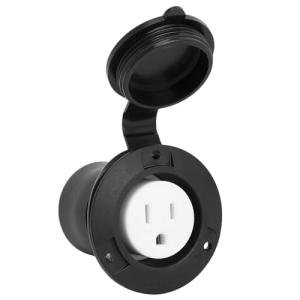 ETL Listed Nema 5-15P 15A/125V Flanged Power Outlet, USA 3-Prong Female 15A Household Outlet with Waterproof Cover for Generator & Marine Boats Etc. 15A Flanged Power Outlet