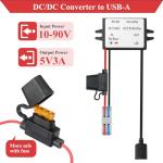 Mzhou Industrial USB Charger -10-90V to 5V 3A 15W DC-DC Converter IP67 Waterproof - Used for Trucks, Solar Systems, Off Grid, Ships (Dustproof/Shockproof)