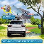 HTZSAFE 1/2 Mile Long Range Solar Driveway Alarm - Outdoor Weatherproof Wireless Motion Sensor&Detector- Portable Receiver Has Long Last Backup Battery - DIY Security System- 1 Receiver + 4 Sensors