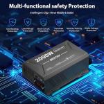 2000 Watt Pure Sine Wave Power Inverter, 12V DC to 110/120V AC Inverter with 3 AC Outlets, Remote, PD 3.0 USB Port, QC 18W, Remote Controller, LED Display,For RV Solar Systems,Semi Truck,Vehicles,Boat