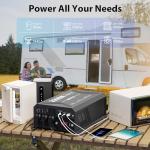 2000 Watt Pure Sine Wave Power Inverter, 12V DC to 110/120V AC Inverter with 3 AC Outlets, Remote, PD 3.0 USB Port, QC 18W, Remote Controller, LED Display,For RV Solar Systems,Semi Truck,Vehicles,Boat