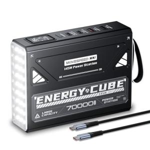 MOVE SPEED Portable Power Station 70,000mAh 260Wh Power Bank for Camping Essentials, 145W Small Generator Laptop Portable Charger, USB C Battery Pack with Flash Light, Home Backup Outdoor Emergency