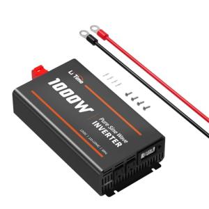 LiTime 1000W Pure Sine Wave Inverter 12V DC to 120V AC Converter for Home, RV, Truck, Camping, Built-in 2 AC Outlets, Off-Grid Solar Power Inverter with LCD Display Showing Real-time Status