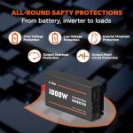 LiTime 1000W Pure Sine Wave Inverter 12V DC to 120V AC Converter for Home, RV, Truck, Camping, Built-in 2 AC Outlets, Off-Grid Solar Power Inverter with LCD Display Showing Real-time Status