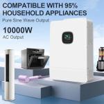 16kwh 51.2V 314Ah Wall-Mounted Power Home Battery Backup Solar Storage Lithium Solar LiFePO4 Battery+10KW Off-Grid Inverter for Home Use, Emergency, Camping, RV