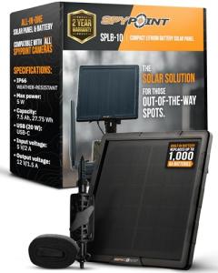 SPYPOINT Solar Panel for Trail Camera with Internal Battery for Outdoor Trail Camera Solar Panel (SPLB-10)