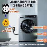 NEMA 14-50P Male Connector with 3 Cores and 10-30R Female Connector Adapter,A 50 Amp to 30 Amp Dryer Adapter from 14-30P to 10-30R,Suitable for Generator,Welding Machine,and Power Line Connectors