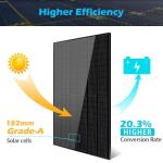 SUNGOLDPOWER 2pcs 370W Solar Panels Monocrystalline, Grade A Solar Cell, Waterproof IP68, High Efficiency Solar Panel On/Off Grid Supplies for Charging Station, Household, Marine, RV, Tiny House,Black