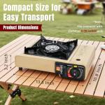 SHINESTAR Dual Fuel Camping Stove with Butane & Propane Compatibility, Portable Stove for Outdoor Cooking, Propane Adapter Hose, Wind Guard and Carrying Case Included, 7800 BTUs Output, Khaki