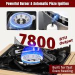 SHINESTAR Dual Fuel Camping Stove with Butane & Propane Compatibility, Portable Stove for Outdoor Cooking, Propane Adapter Hose, Wind Guard and Carrying Case Included, 7800 BTUs Output, Khaki