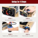 SHINESTAR Dual Fuel Camping Stove with Butane & Propane Compatibility, Portable Stove for Outdoor Cooking, Propane Adapter Hose, Wind Guard and Carrying Case Included, 7800 BTUs Output, Khaki