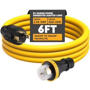 6FT RV Marine Generator Adapter Cord, 30A 50A