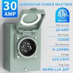30 Amp Generator Inlet Box for Outdoor Use