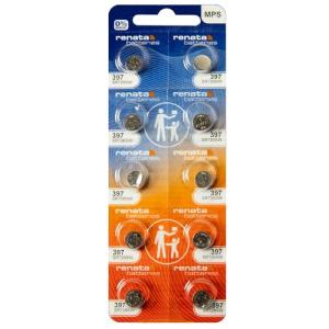 Renata 397 Silver Oxide Watch Batteries - 10 Pack