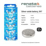 Renata 397 Silver Oxide Watch Batteries - 10 Pack