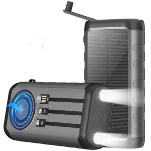 Portable Solar Power Bank with Hand Crank