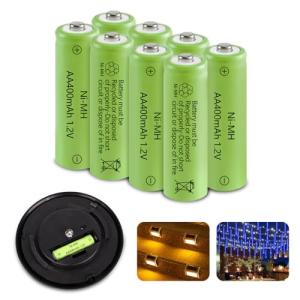 JINTION 8-Pack Solar Rechargeable AA Batteries 400 mAh
