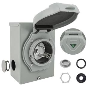 50 Amp Weatherproof Generator Inlet Box, NEMA SS 2-50P