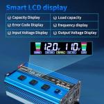 EFFORTWAY 2000W Pure sine Wave Inverter 4000W (Peak) DC 12V to AC 110V/120V Converter with LCD Display Wireless/Wired Remote Control 3AC Outlets and 4USB for Camping RV Travel Off-Grid Solar Systems