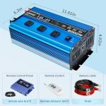 EFFORTWAY 2000W Pure sine Wave Inverter 4000W (Peak) DC 12V to AC 110V/120V Converter with LCD Display Wireless/Wired Remote Control 3AC Outlets and 4USB for Camping RV Travel Off-Grid Solar Systems