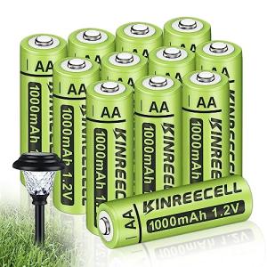 KINREECELL 1.2V Rechargeable AA Solar Batteries - 12 Pack