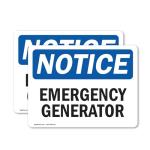 Emergency Generator OSHA Notice Sign - 2 Pack