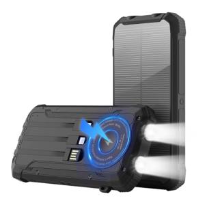 20,000mAh Solar Power Bank with Built-in Cables