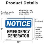 Emergency Generator OSHA Notice Sign - 2 Pack