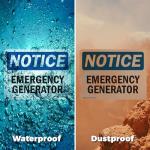 Emergency Generator OSHA Notice Sign - 2 Pack