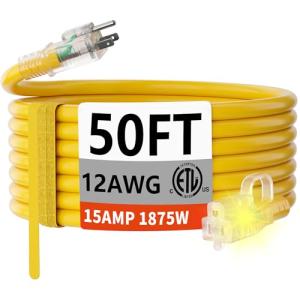 50 FT Heavy Duty Waterproof Outdoor Extension Cord