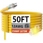 50 FT Heavy Duty Waterproof Outdoor Extension Cord