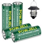 AA 3.2V 600mAh Solar Rechargeable Batteries (4-Pack)