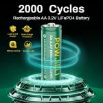 AA 3.2V 600mAh Solar Rechargeable Batteries (4-Pack)