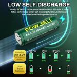 AA 3.2V 600mAh Solar Rechargeable Batteries (4-Pack)