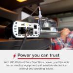 Cobra 400W Pure Sine Power Inverter, Portable