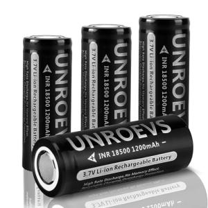 UNROEVS 18500 Rechargeable Solar Lithium Batteries (4 Pack)