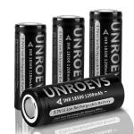 UNROEVS 18500 Rechargeable Solar Lithium Batteries (4 Pack)