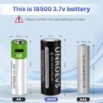 UNROEVS 18500 Rechargeable Solar Lithium Batteries (4 Pack)