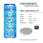 Renata 371 Silver Oxide Batteries - 2 Pack