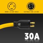 30FT L14-30P to 4X 5-20R Generator Adapter Cord